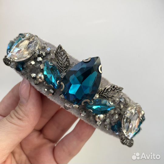 Ободок для волос обруч с кристаллами