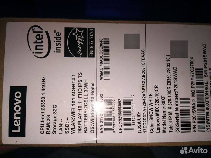 Планшет Lenovo miix 320-10ICR