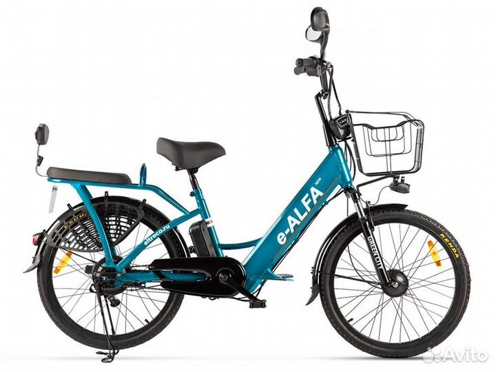 Электровелосипед Green City e-Alfa New, сине-серый