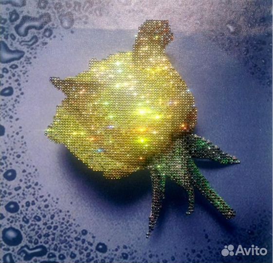 Набор алмазной мозаики Роза желтая, синяя, зеленая