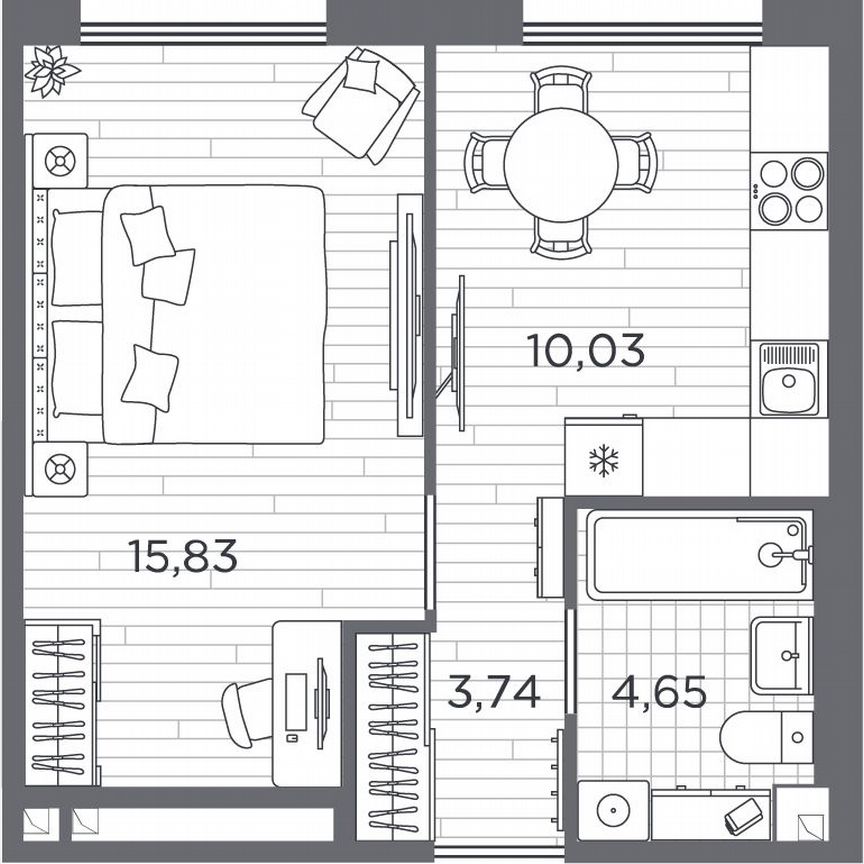 1-к. квартира, 34,3 м², 1/5 эт.