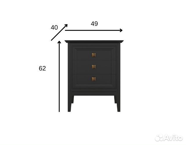 Прикроватная тумбочка массив черная эмаль Тесоро