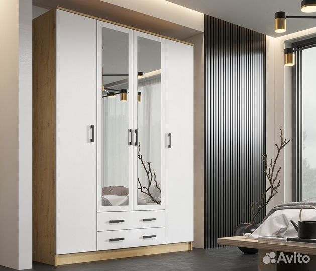 Шкаф Квадро Дуб Вотан/Белый гладкий