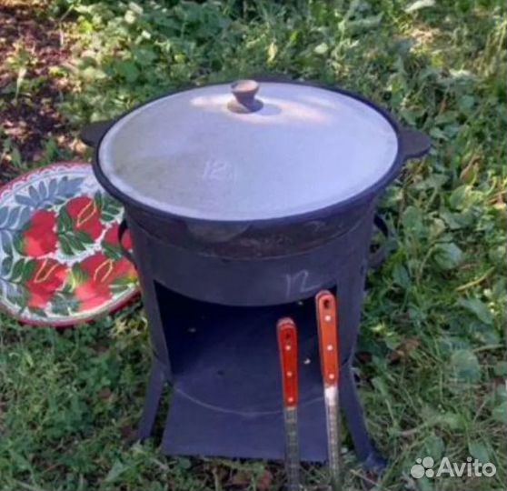 Казан чугунный 16 литров с печкой