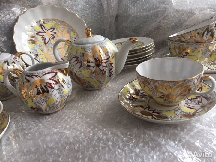 Чайный сервиз «Золотая ромашка»антикварный СССР