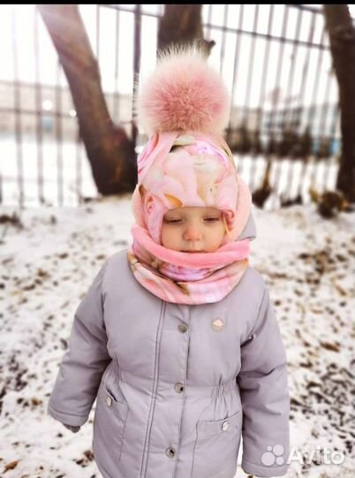 Шапка +снуд+ варежки