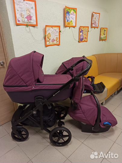 Яркая вишенка коляска Adamex Emilio 3 в 1