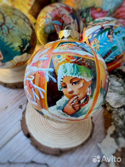 Новогодний елочный шар царевны портрет русная росп