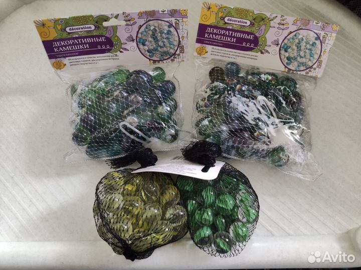 Аквадекор, камушки круглые стеклянные