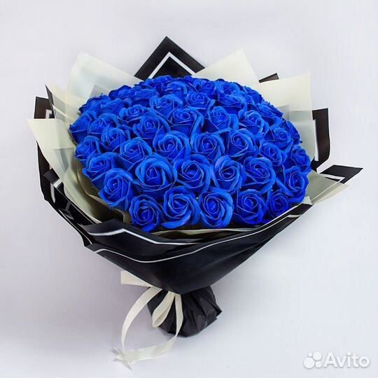 Букет из 51 мыльной,синей розы