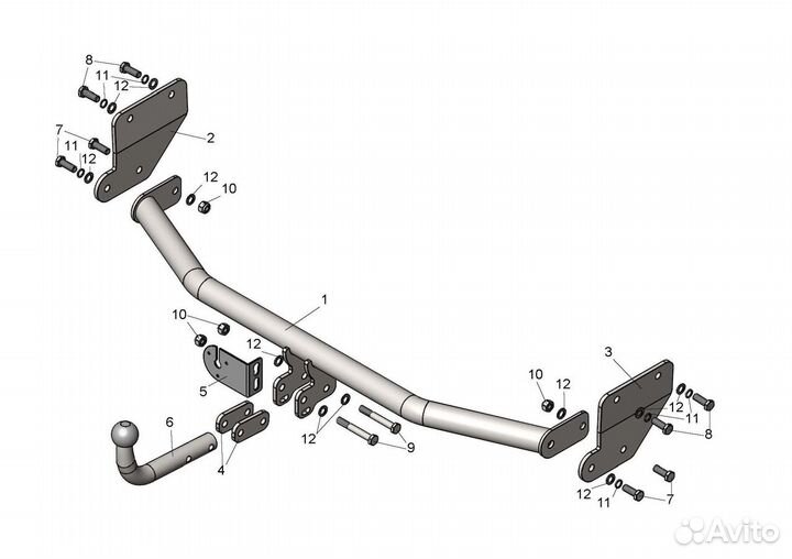 Фаркоп на Kia Rio/Hyundai Solaris, с 2017 г.в