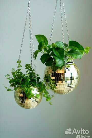 Кашпо из диско шара / кашпо из зеркальной мозаики