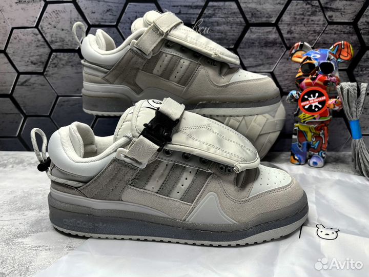 Кроссовки Adidas forum low Bad bunny серые