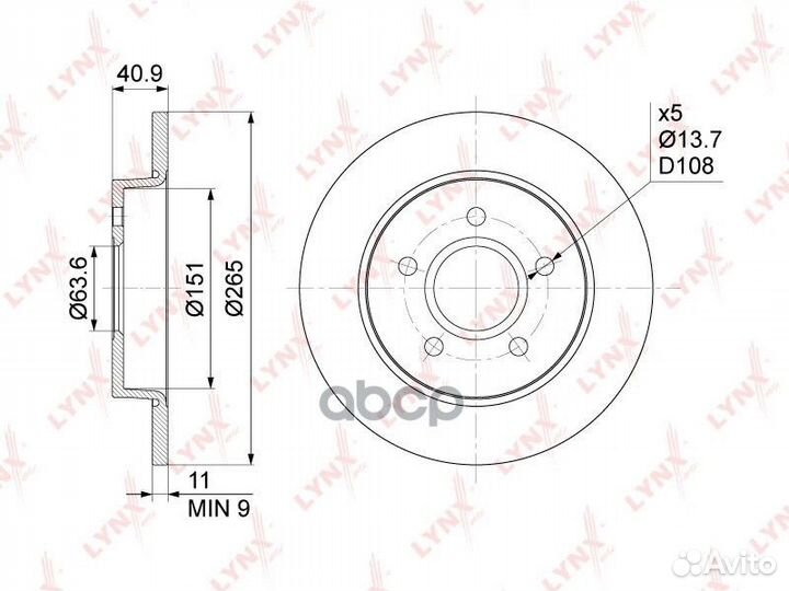 Диск тормозной BN-1018 lynxauto