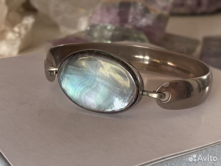 Браслет мельхиор с перламутром Винтаж СССР