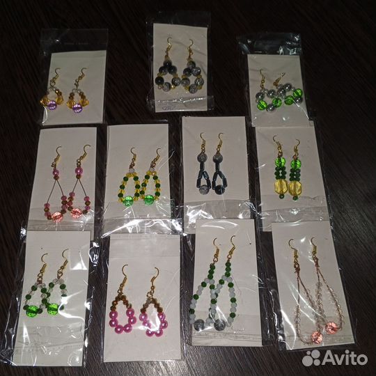 Серьги ручной работы в ассорти