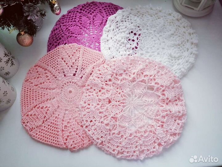 Летний Берет женский вязаный