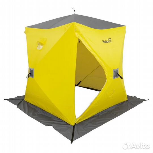 Палатка зимняя утепл. Куб Premium 1,8х1,8 желтый/с