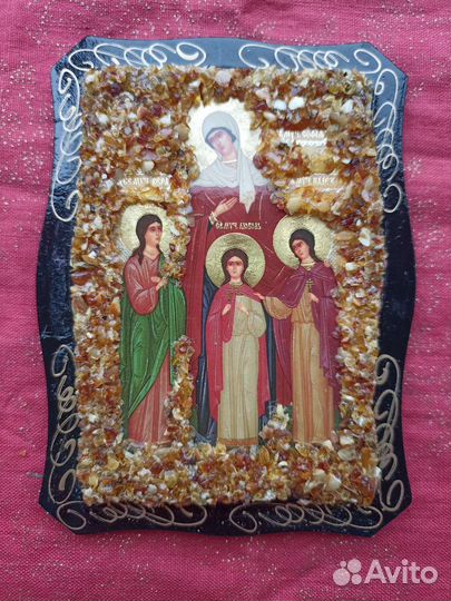 Икона с янтарем