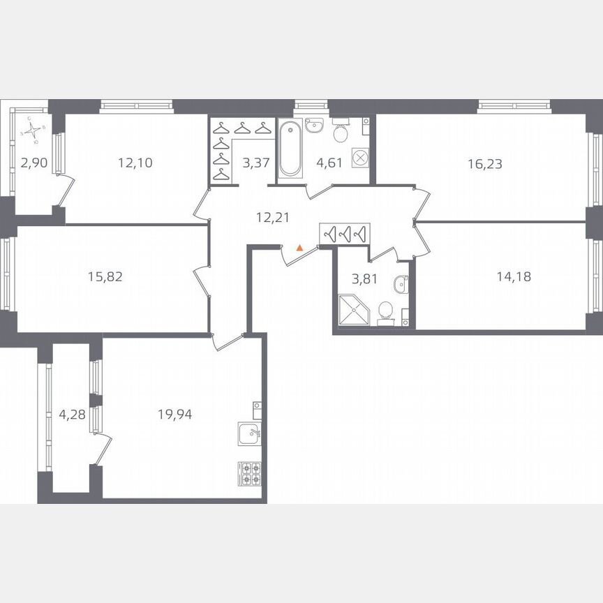 4-к. квартира, 105,9 м², 3/16 эт.