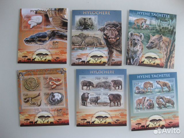 Марки фауна Того 2013г серия чистые 145р лист объявление продам