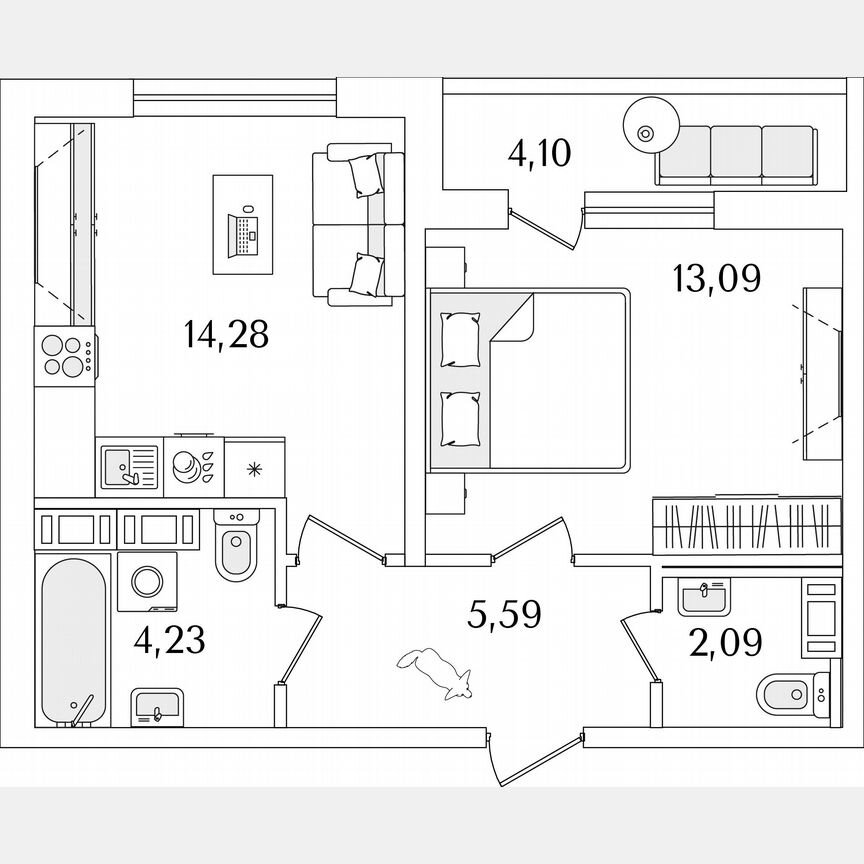 1-к. квартира, 41,3 м², 16/17 эт.