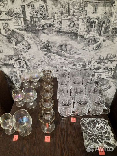 Бокалы,рюмки,стопки,пепельница/хрусталь,стекло