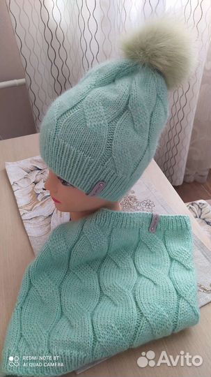 Комплект шапка и снуд Мятное настроение