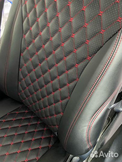 Чехлы Байрон Hundai Solaris10-16 красный ромб