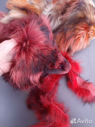 Мех красный лоскут кусочки меха