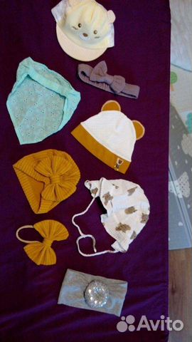 Шапочки летние на девочку 3-6 мес пакетом