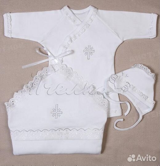 Набор для крещения белый р.56-68 см, 3 предмета