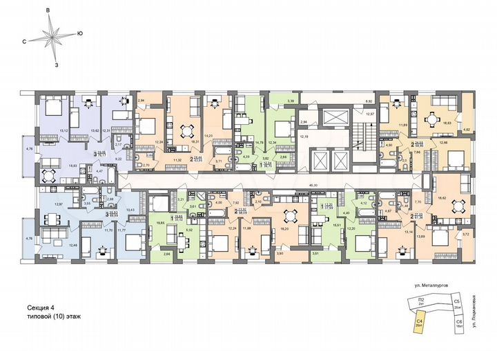 2-к. квартира, 63,6 м², 20/26 эт.