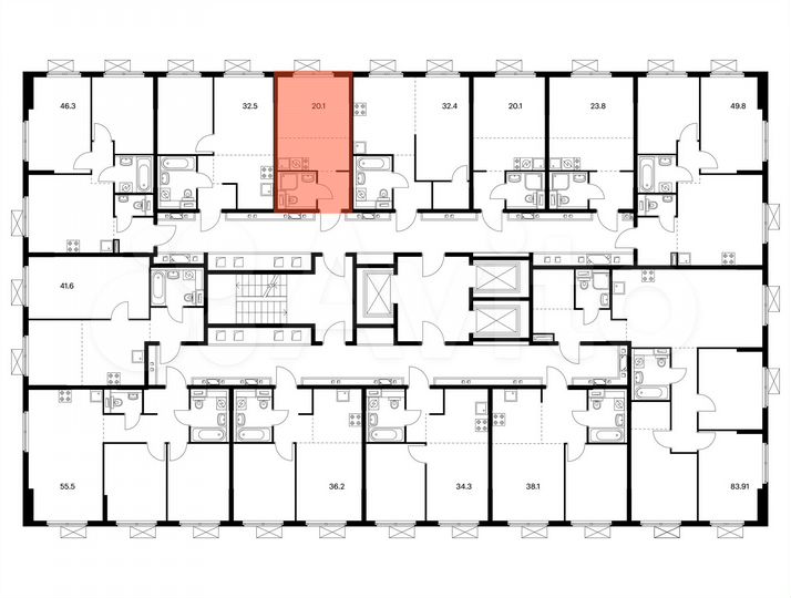 Квартира-студия, 20,1 м², 20/24 эт.