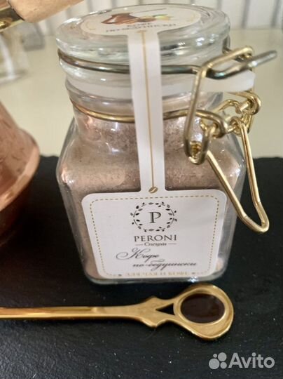 Турка медная с мерной ложкой для кофе