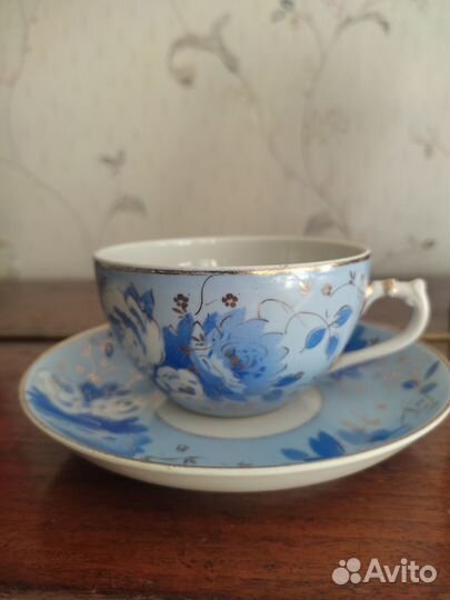 Чайные пары Голубой пион (Дулёво) 4шт+чашка