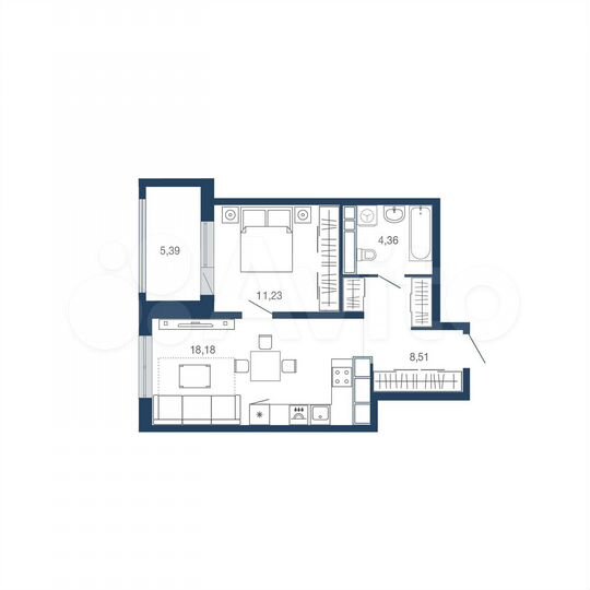 1-к. квартира, 47,7 м², 6/22 эт.