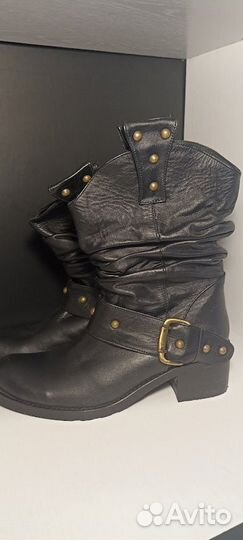 Сапоги женские черные 39 натуральная кожа