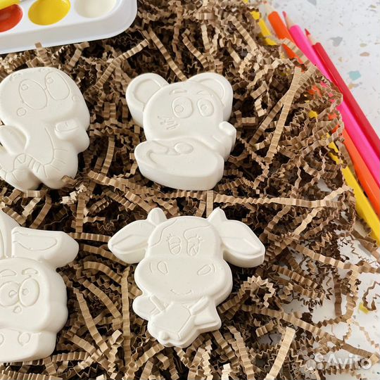 Фигурки из гипса для раскрашивания с красками и ки