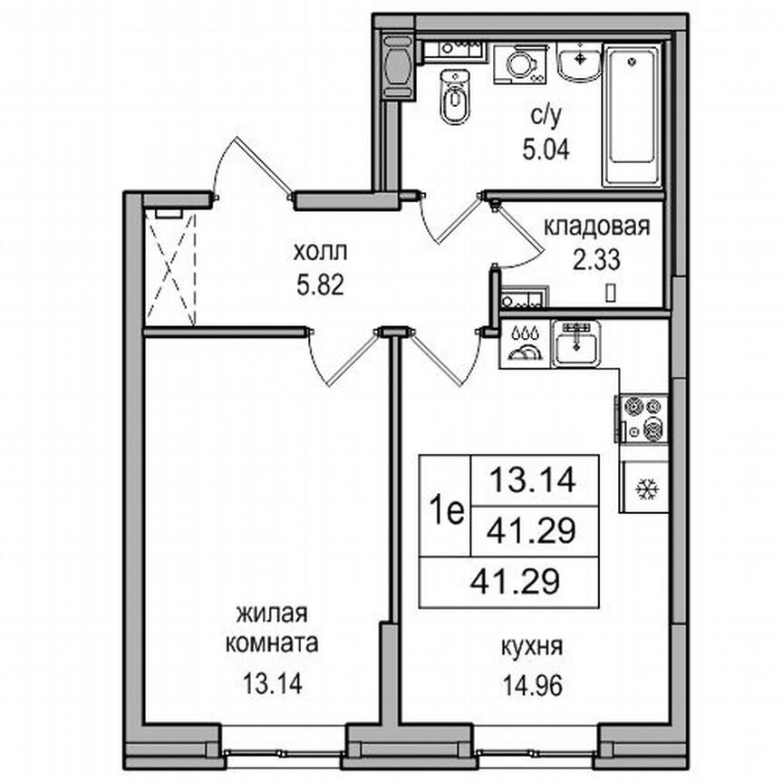 1-к. квартира, 41,5 м², 1/27 эт.