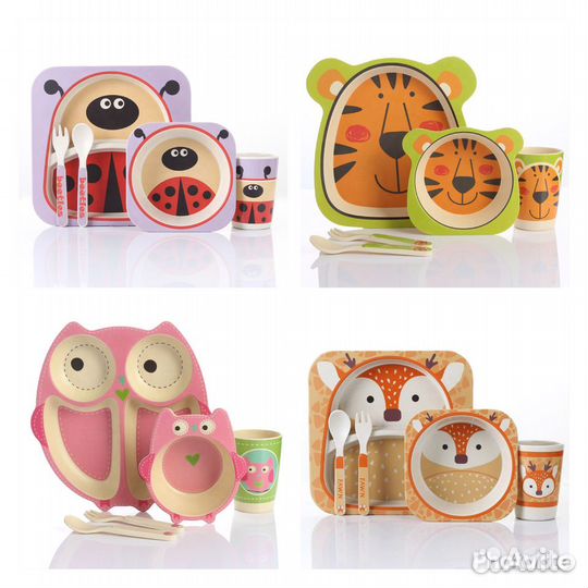 Посуда бамбуковая набор детской посуды