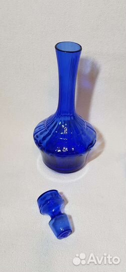 Графин с рюмками, синее стекло. СССР