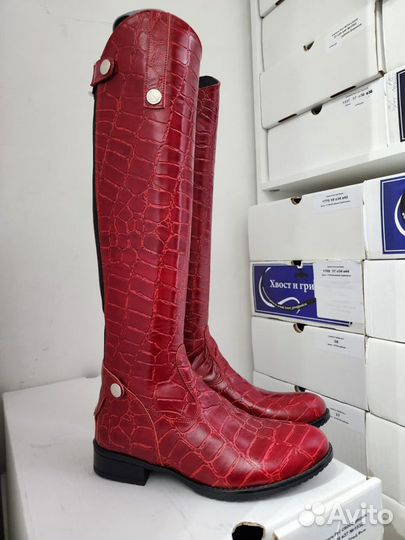 Сапоги для конного спорта flc croco red o