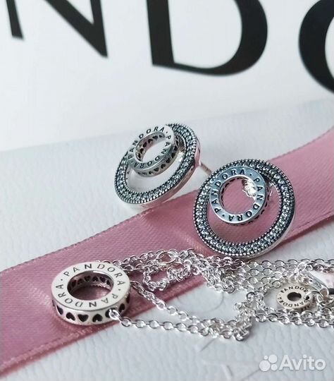 Серьги колье Pandora логомания