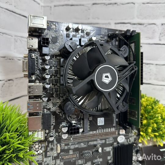 Комплект материнская плата B250C + Celeron + 4gb