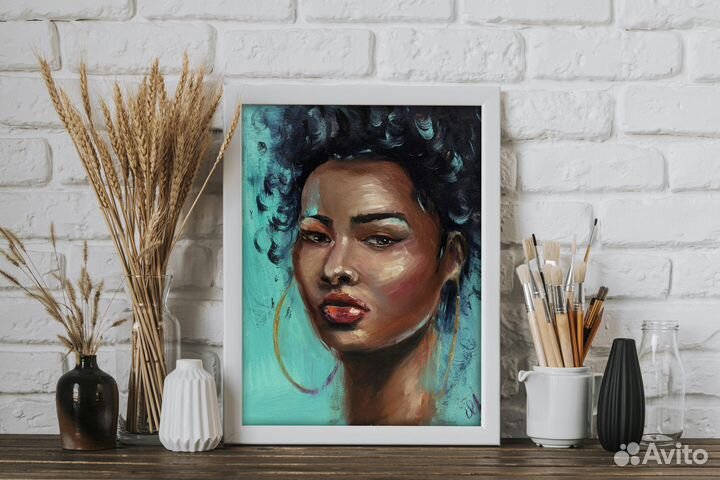 Картина африканка женщина маслом