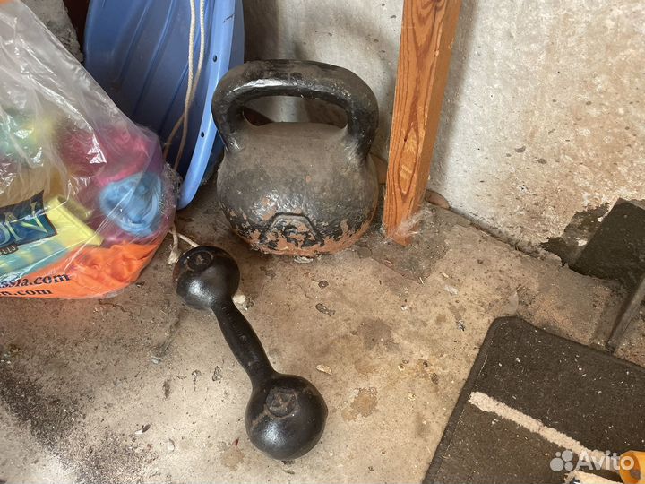 Гиря 24 кг и гантеля 7,5 кг