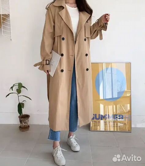 Плащ тренч бежевый женский