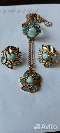 Комплект из ларимара и неон-апатита