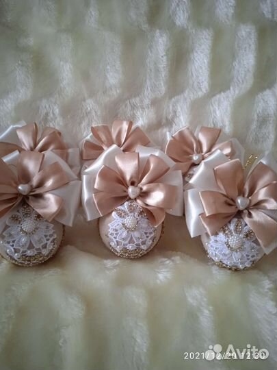 Елочные шары ручной работы диаметром 7 см. 6 штук